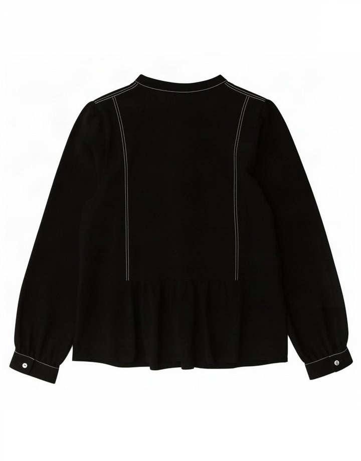 Marks & Spencer Damen Langarm-Blusenoberteil UK 16 Large Schwarz Polyester