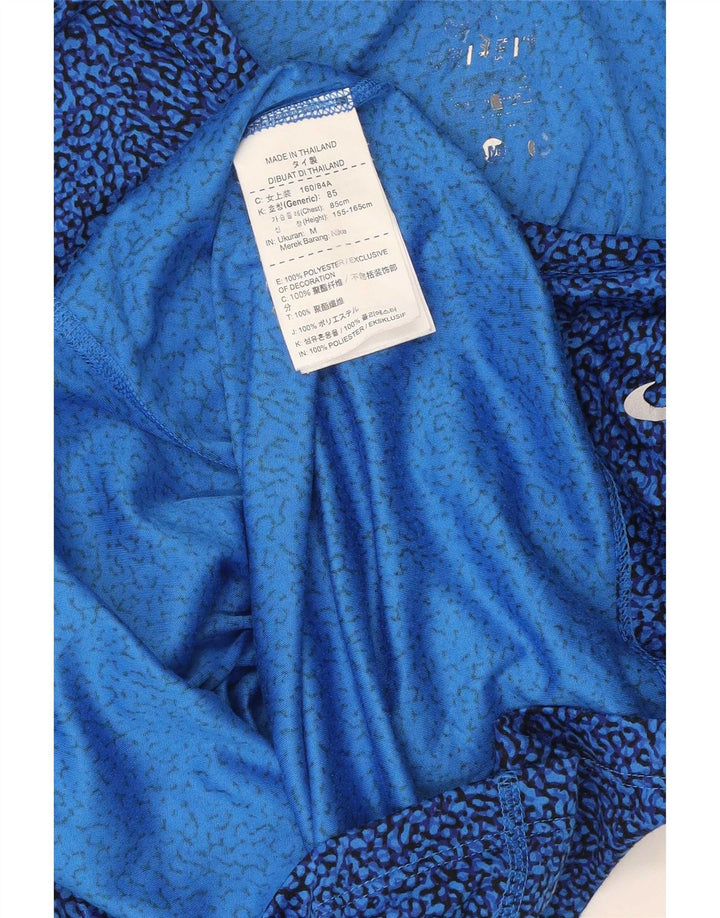 Nike Damen T-Shirt Top UK 12 Mittelblaues geometrisches Polyester