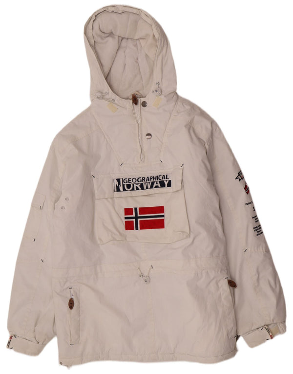 Geographical Norway Herren-Anorakjacke mit Kapuze und Grafik, UK 42, XL, Weiß