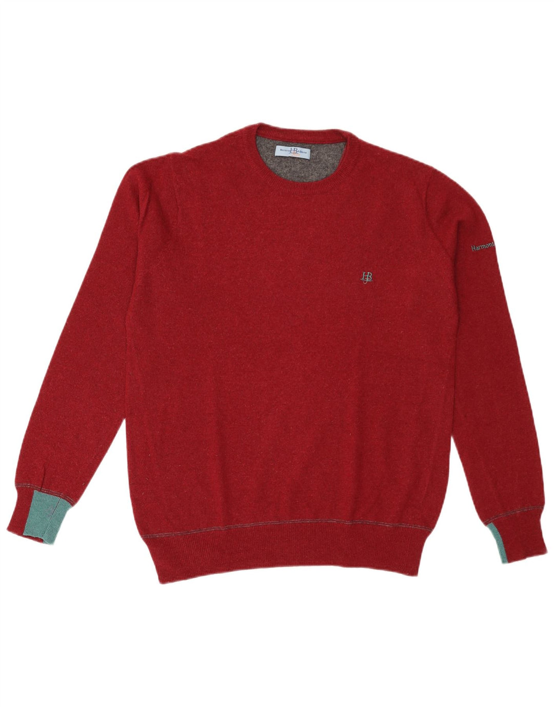 Harmont & Blaine Herren-Pullover mit Rundhalsausschnitt, groß, rote Wolle in Blockfarben