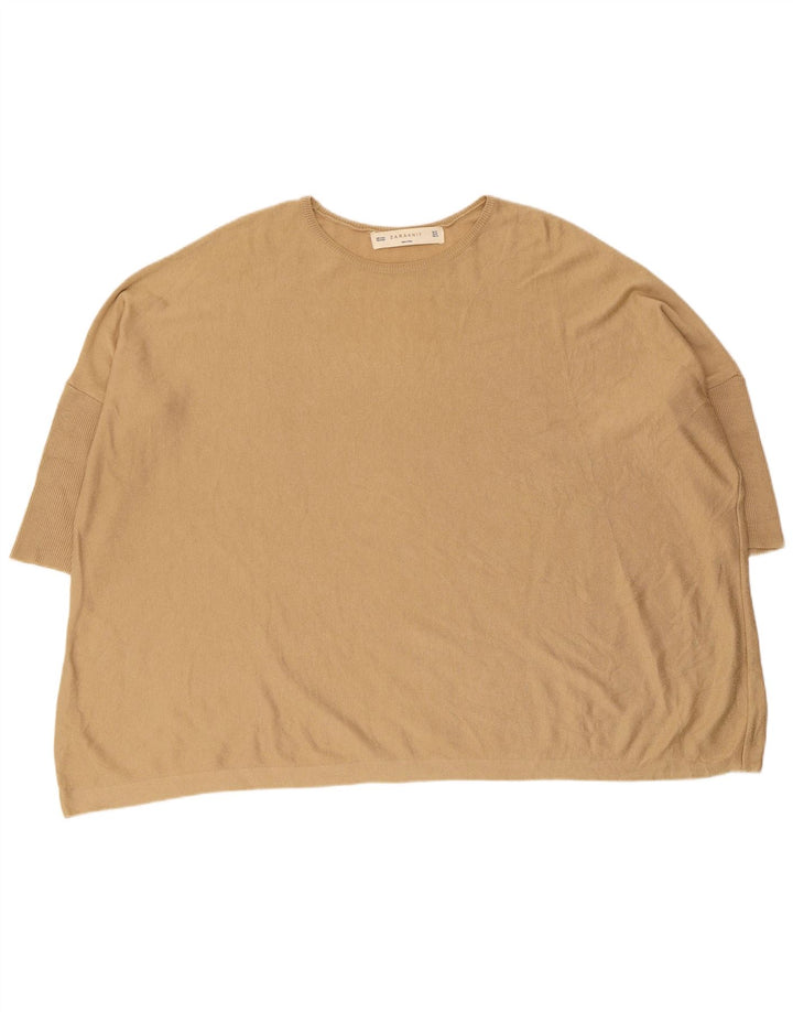 Kurzärmliger Damen-Pullover mit Rundhalsausschnitt von Zara, Gr. 14, Mittelbeige