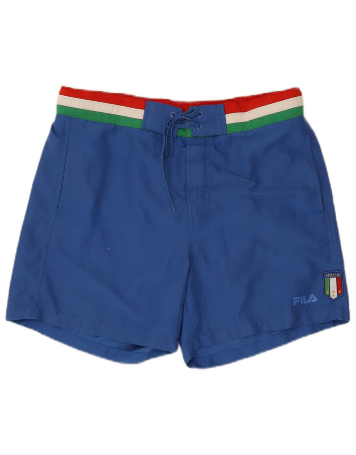 Fila Herren-Badeshorts, groß, blaues Farbblock-Polyester
