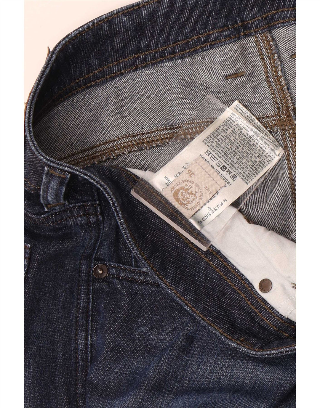 Diesel Herren Straight Jeans W36 L32 Blaue Baumwolle