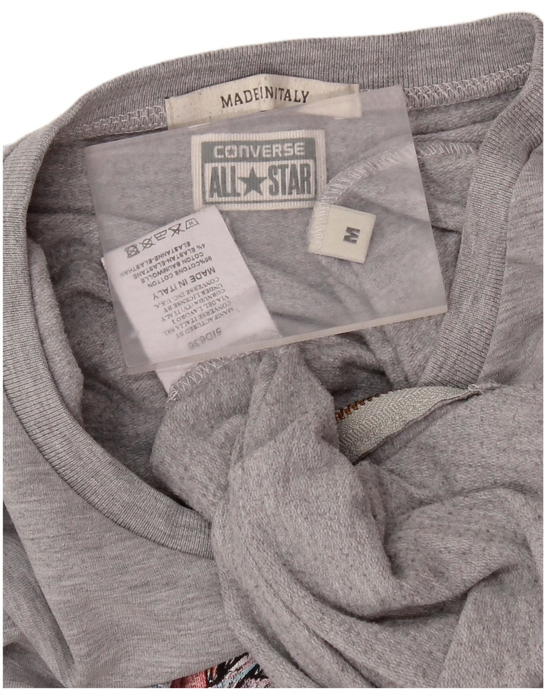 CONVERSE Damen Grafik-Sweatshirt-Pullover UK 14 Mittelgraue Baumwolle