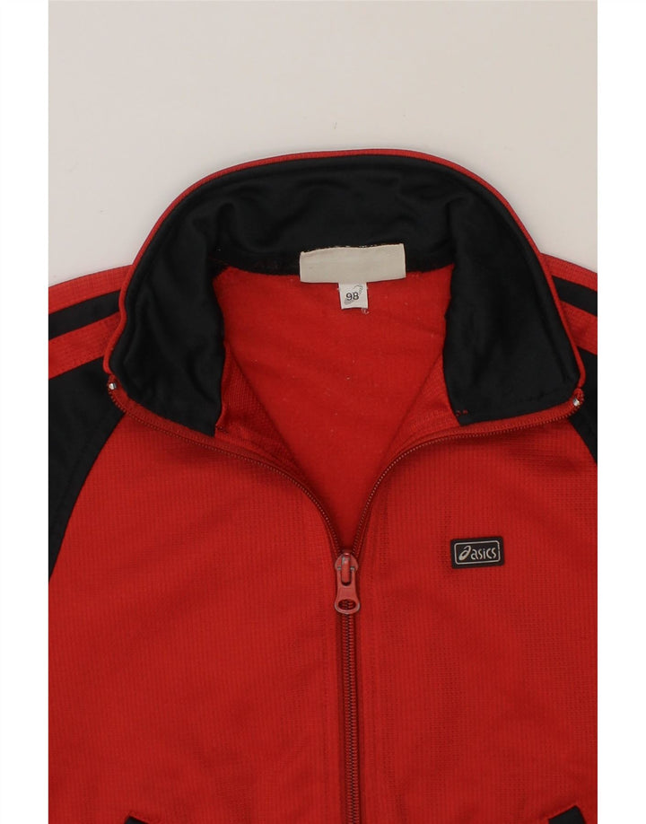 ASICS Boys Tracksuit Top Jacket 2-3 Years Red Colourblock Polyester Vintage Asics and Second-Hand Asics from Messina Hembry 