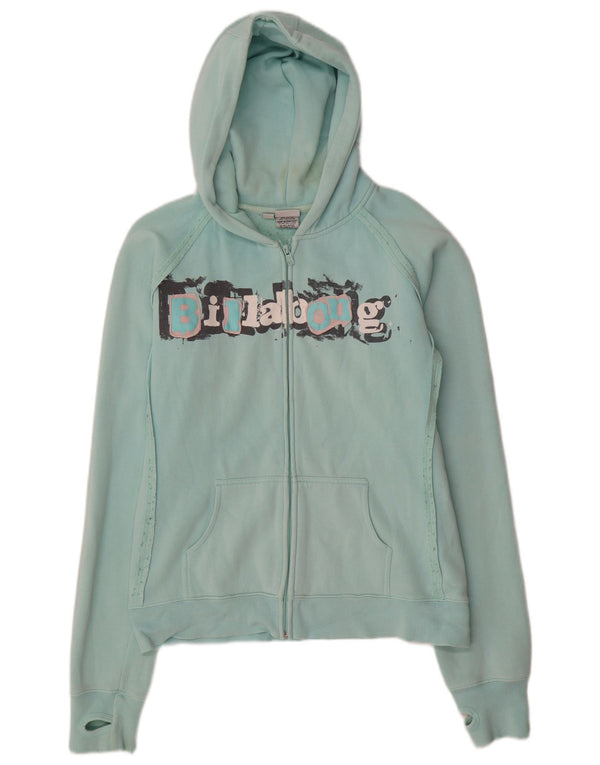 Billabong Womens Graphic Zip Hoodie Sweater US 12 Large Türkis Baumwolle