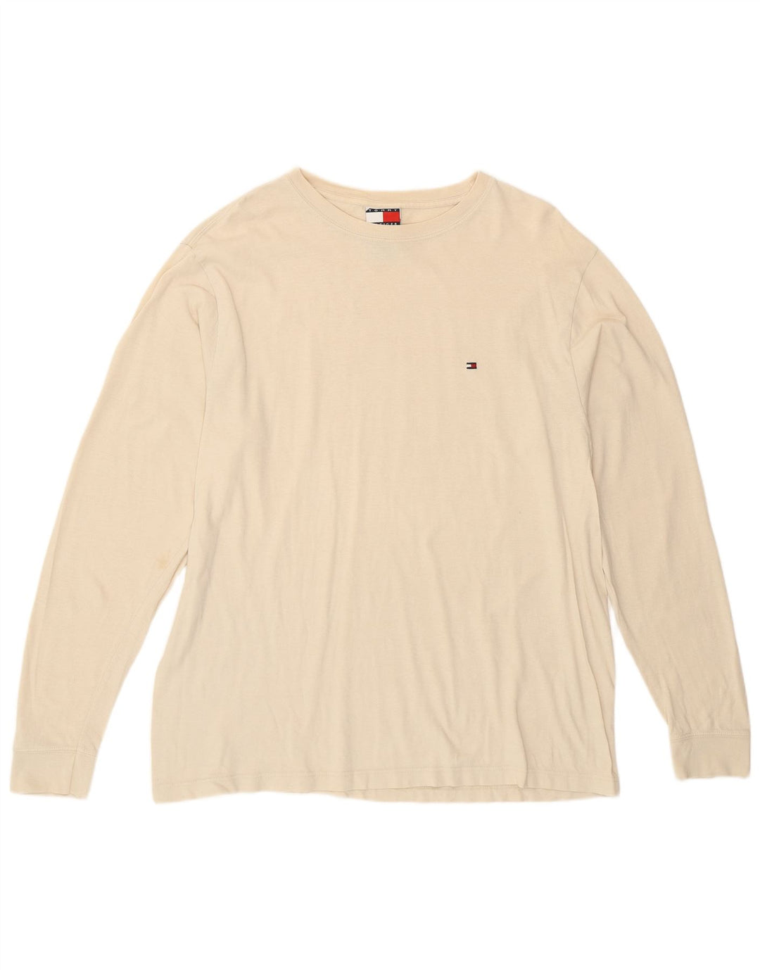 Tommy Hilfiger Herren-Oberteil, langärmelig, klein, cremefarbene Baumwolle