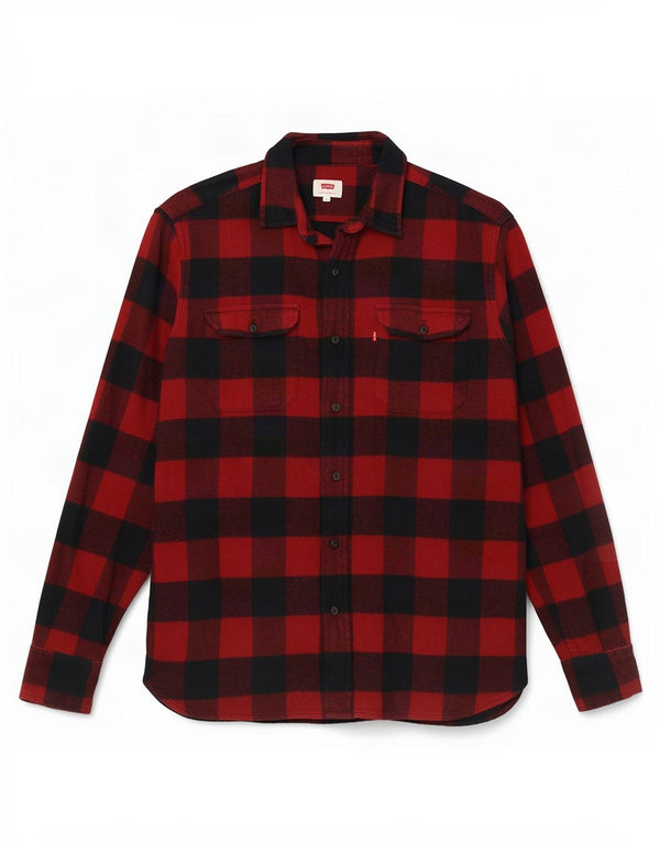 Levi's Herren-Flanellhemd aus mittelroter Gingham-Baumwolle