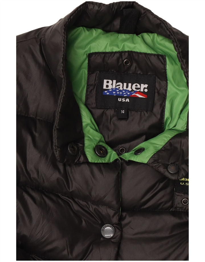 Blauer Crop Wattierte Jacke für Mädchen, 13–14 Jahre, Schwarz