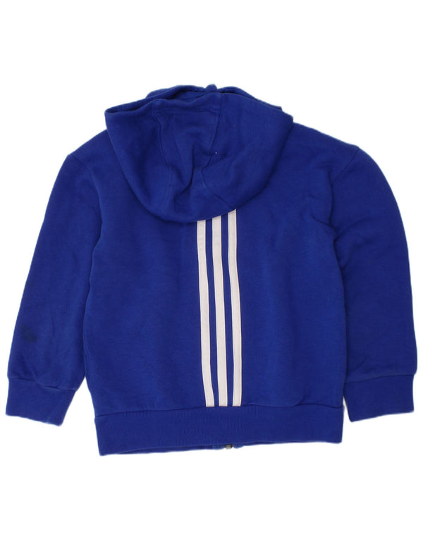 Adidas Jungen Kapuzenpullover mit grafischem Reißverschluss, 4–5 Jahre, blaue Baumwolle