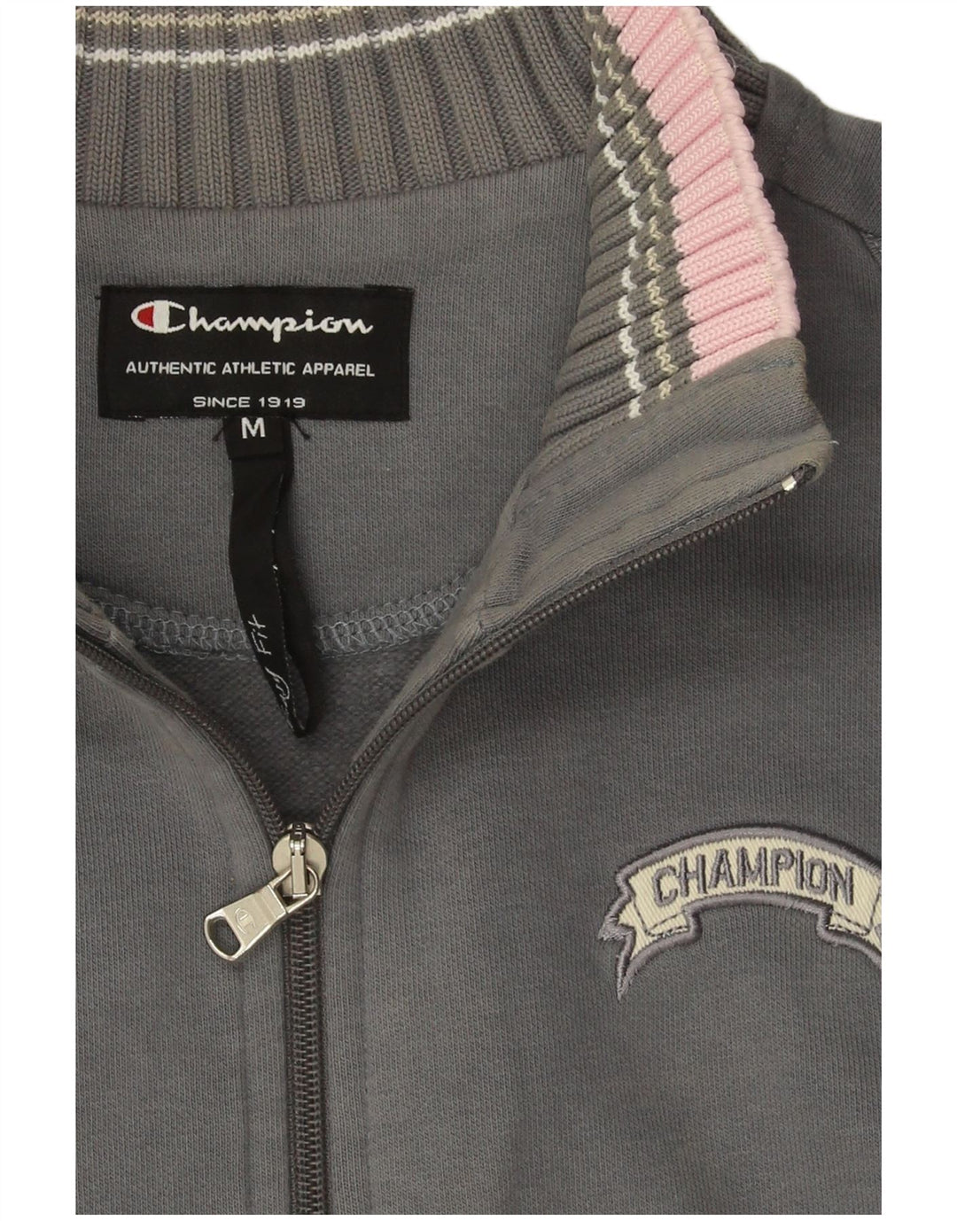 Champion Damen-Trainingsanzug-Top-Jacke, UK 14, mittelgraue Colourblock-Baumwolle