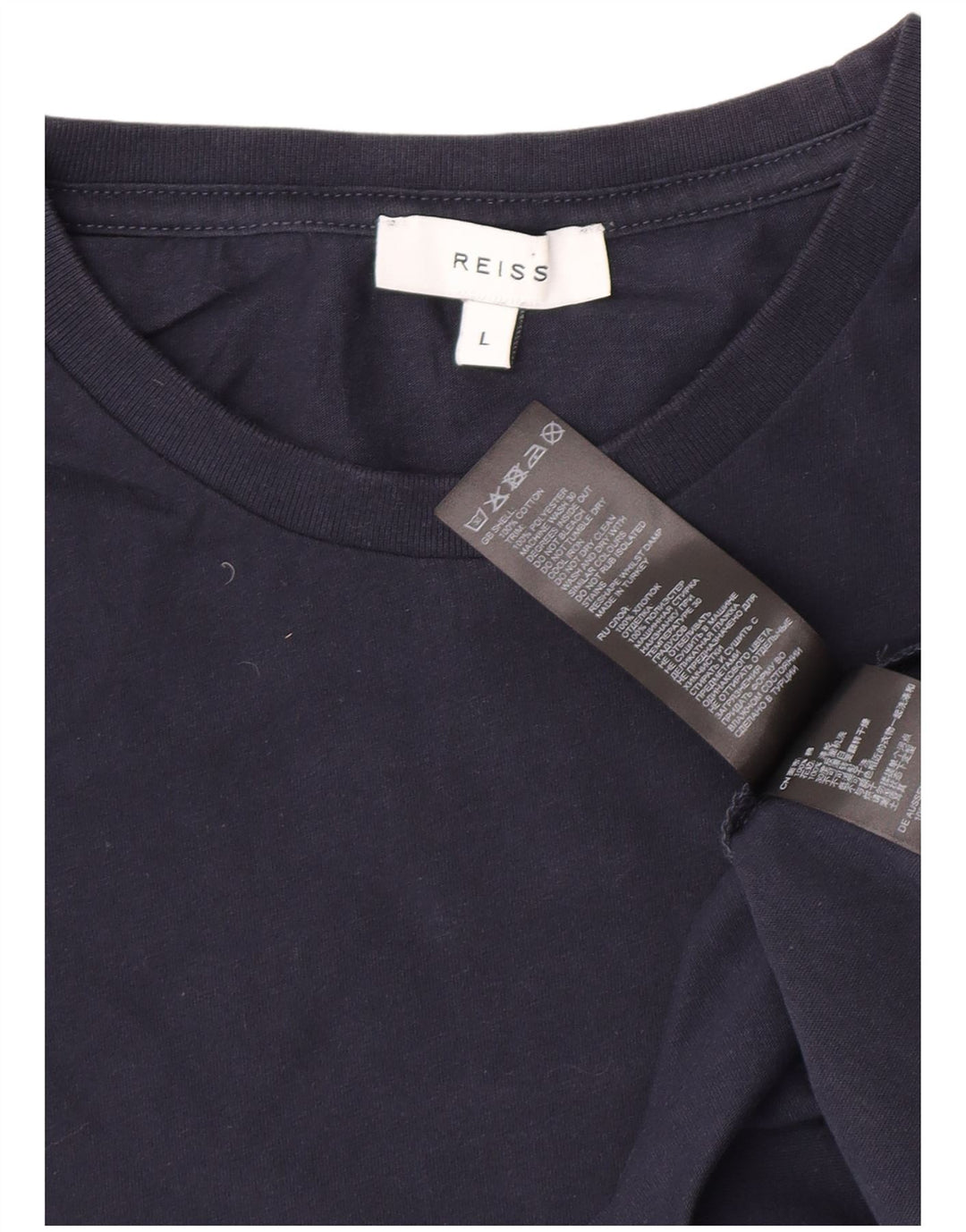 Reiss Herren T-Shirt Top Large Marineblau Baumwolle