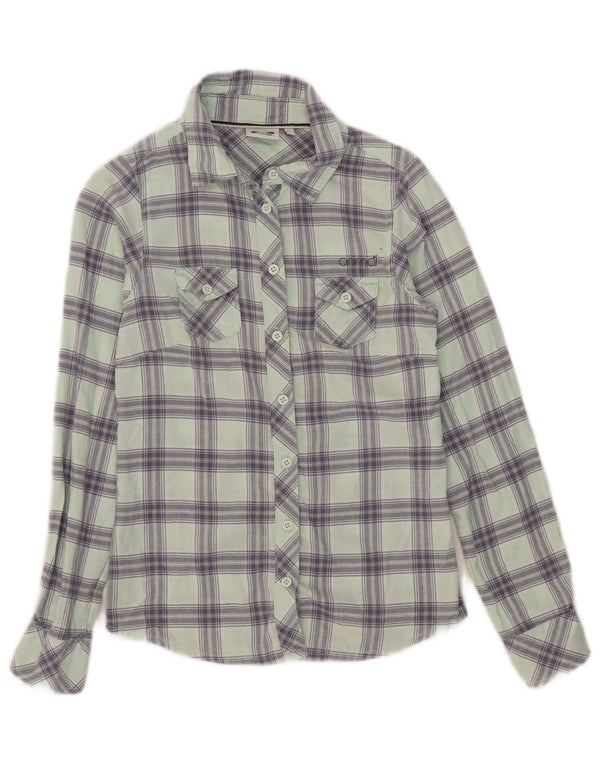 Animal Damen Flanellhemd UK 6 XS grün karierte Baumwolle