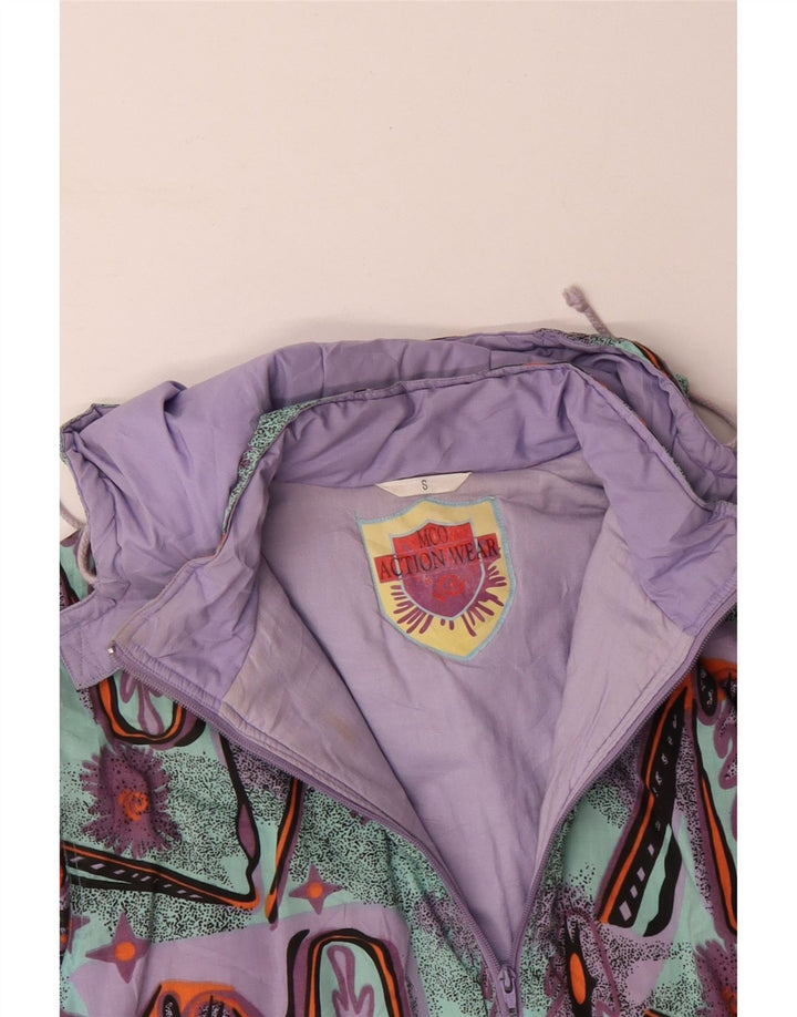 VINTAGE Herren-Windbreakerjacke mit abstraktem Muster, UK 36, klein, mehrfarbig