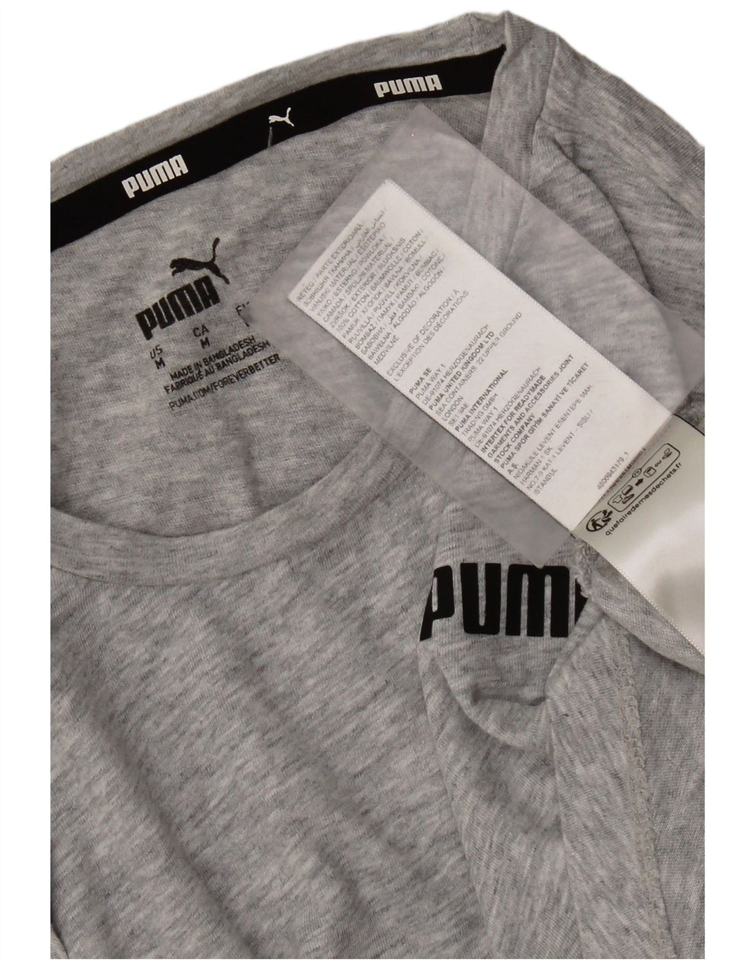 Puma Damen T-Shirt Top UK 12 Mittelgraue Baumwolle