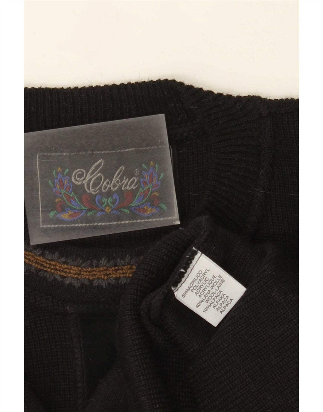 Cobra Herren-Pullover mit Rundhalsausschnitt, Größe 52, großes schwarzes Acryl