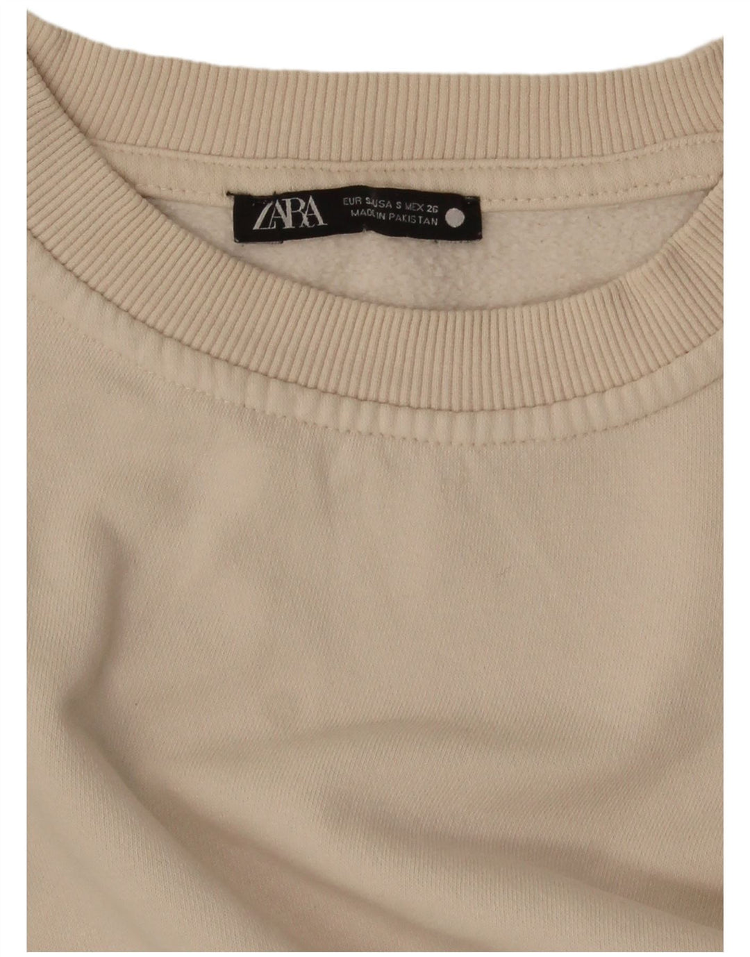 Zara Damen Crop Oversized Sweatshirt Pullover UK 10 Small Weiß