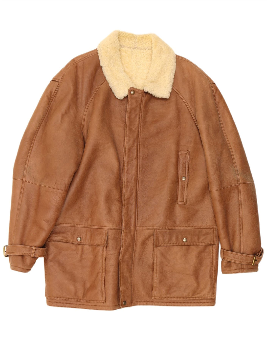 Vintage Herren Shearling Jacke IT 52 XL Beige Shearling