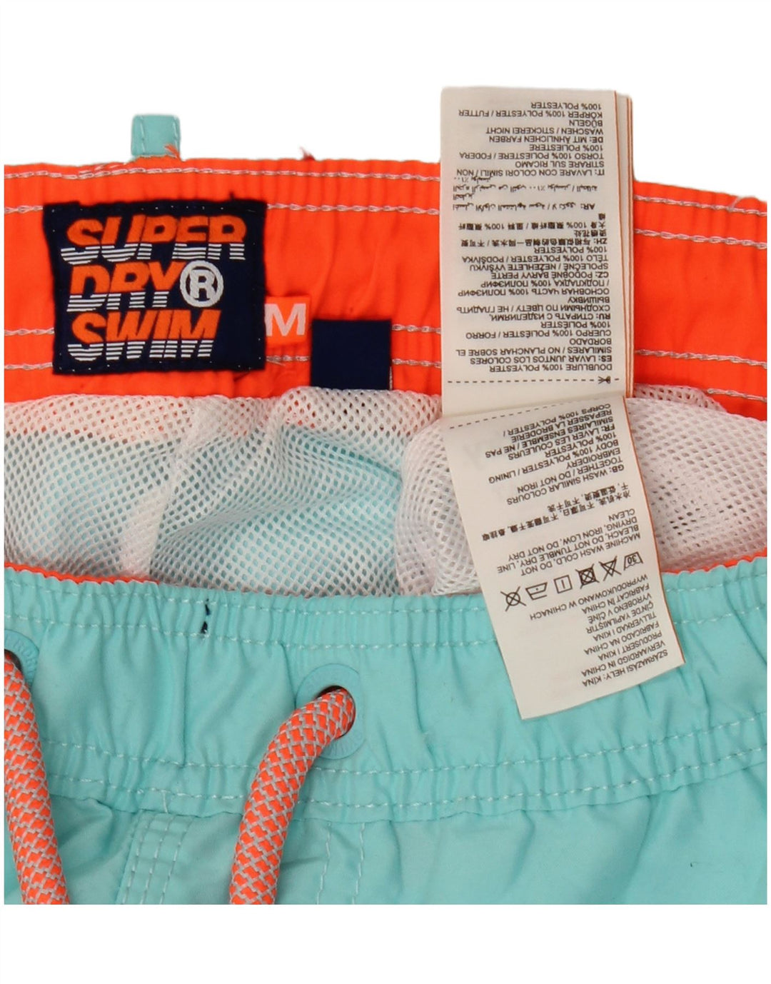 Superdry Herren-Badeshorts mit Grafik, mittelblau, Polyester