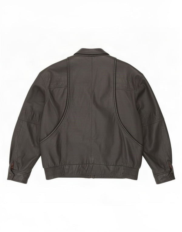 Jeffrey Brownleader Herren Lederjacke UK 40 Large Grau