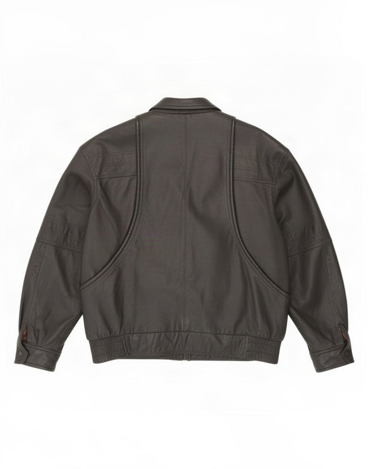 Jeffrey Brownleader Herren Lederjacke UK 40 Large Grau