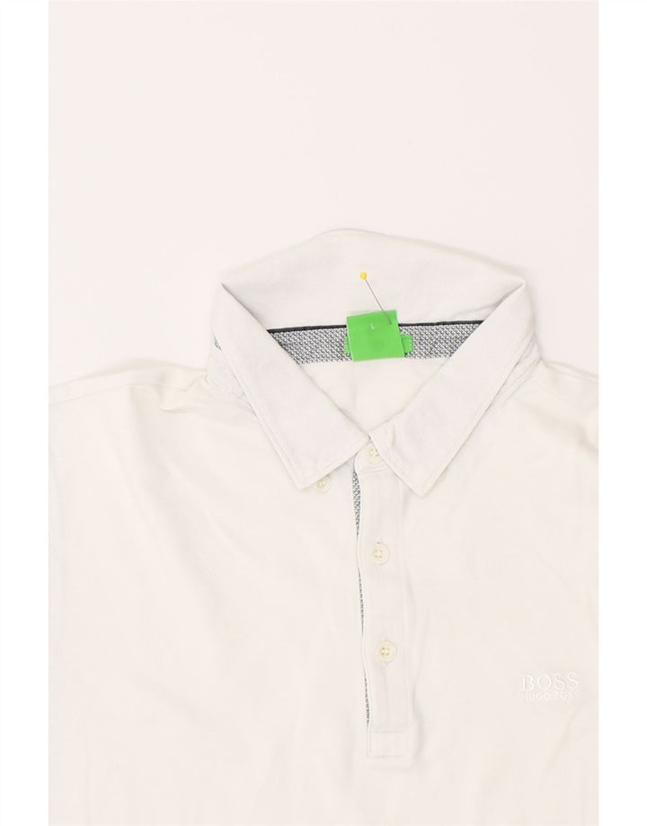 HUGO BOSS Herren Poloshirt mit normaler Passform, Größe L, Weiß