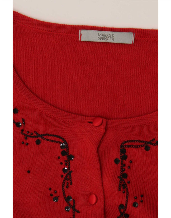 Marks & Spencer Damen-Cardigan-Pullover UK 16 Großes rotes Blumenmuster