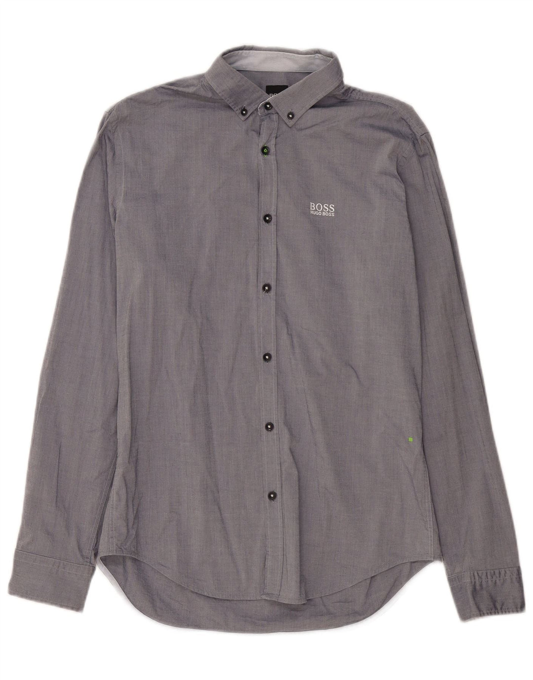 HUGO BOSS Herren-Hemd mit normaler Passform, mittelmarineblaue Baumwolle