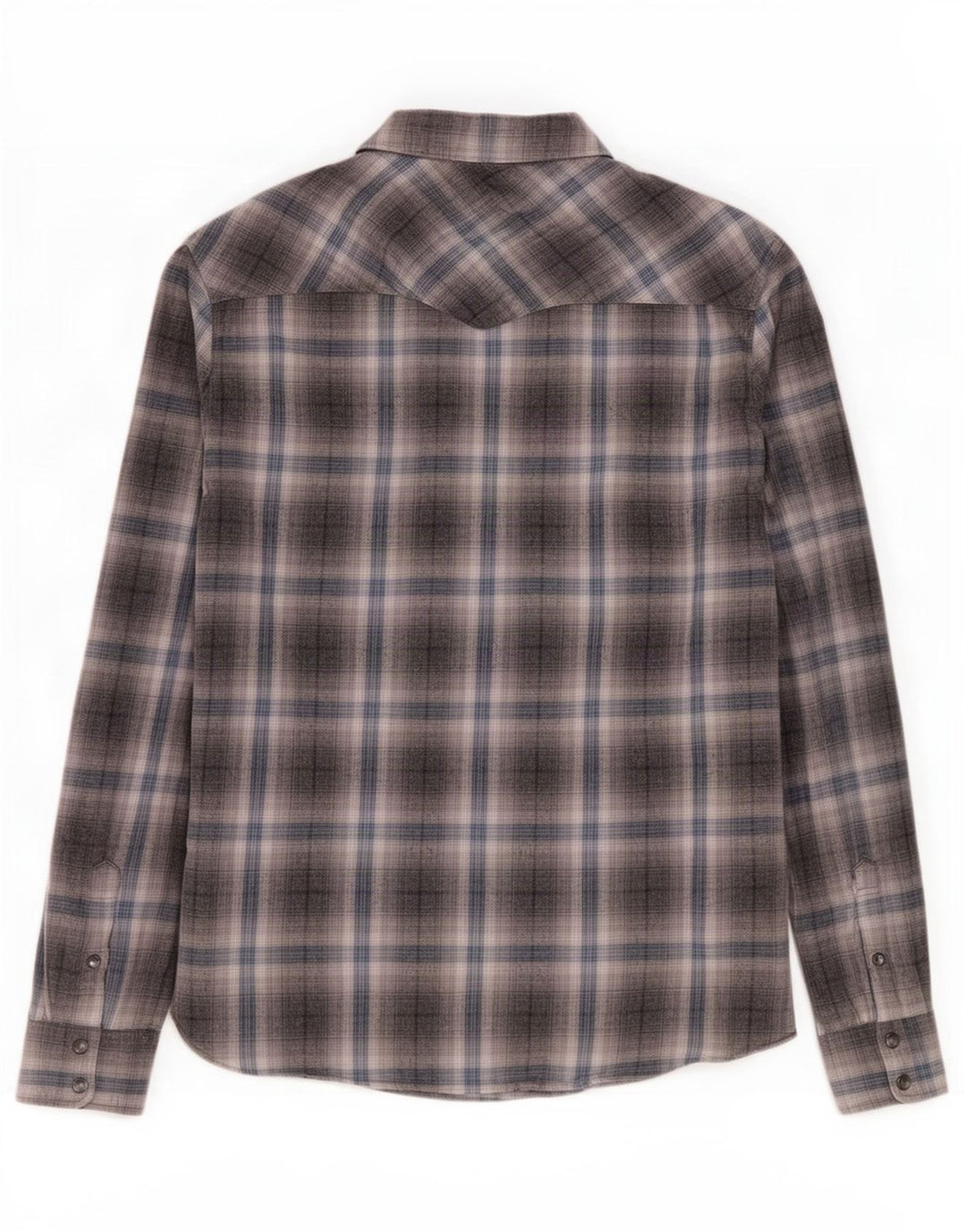 All Saints Herren-Flanellhemd, klein, grau kariert, Baumwolle