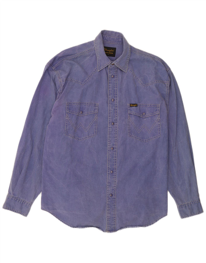 WRANGLER Herrenhemd mittelblaue Baumwolle