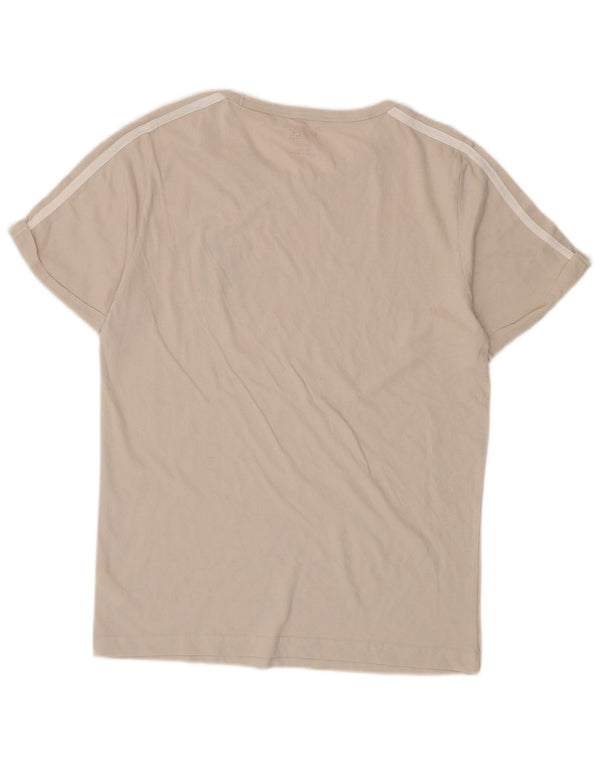 RIFLE Damen T-Shirt Top UK 14 Large Off White Baumwolle