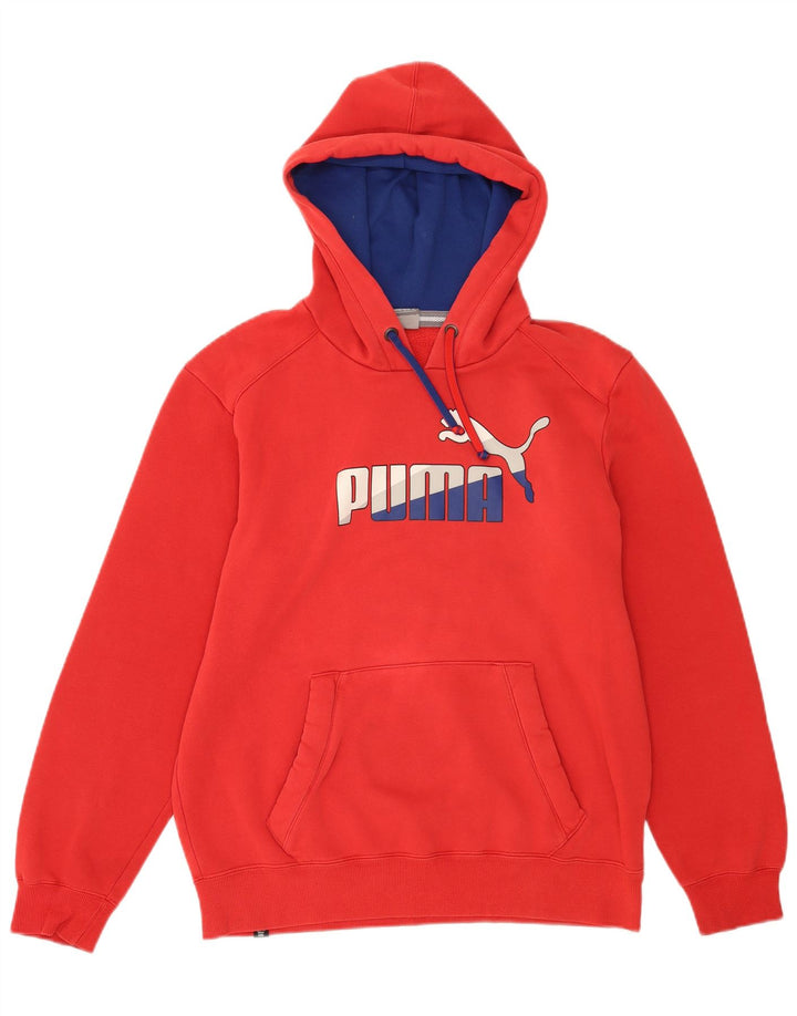 Puma Herren Grafik-Hoodie-Pullover aus mittelroter Baumwolle