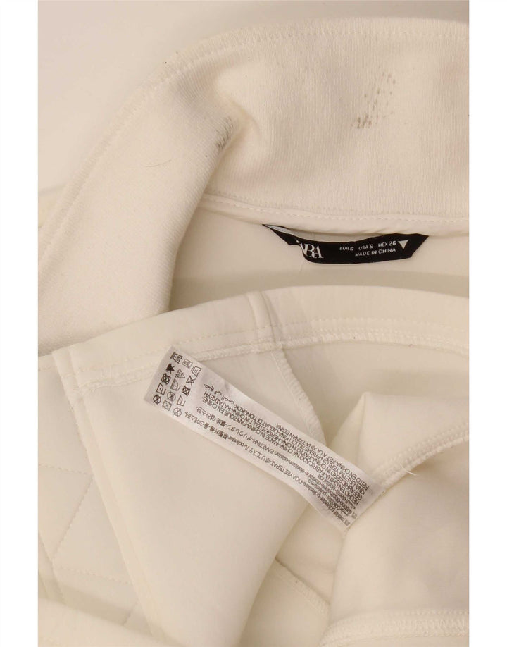 Zara Damen Bomberjacke UK 10 Small Weiß Polyester