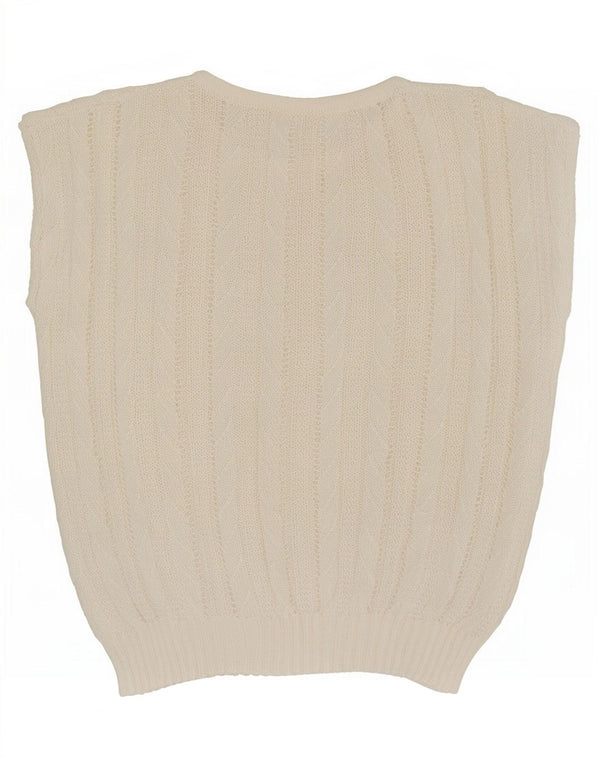 Vintage Damen Weste Tank Top UK 14 Medium Off White