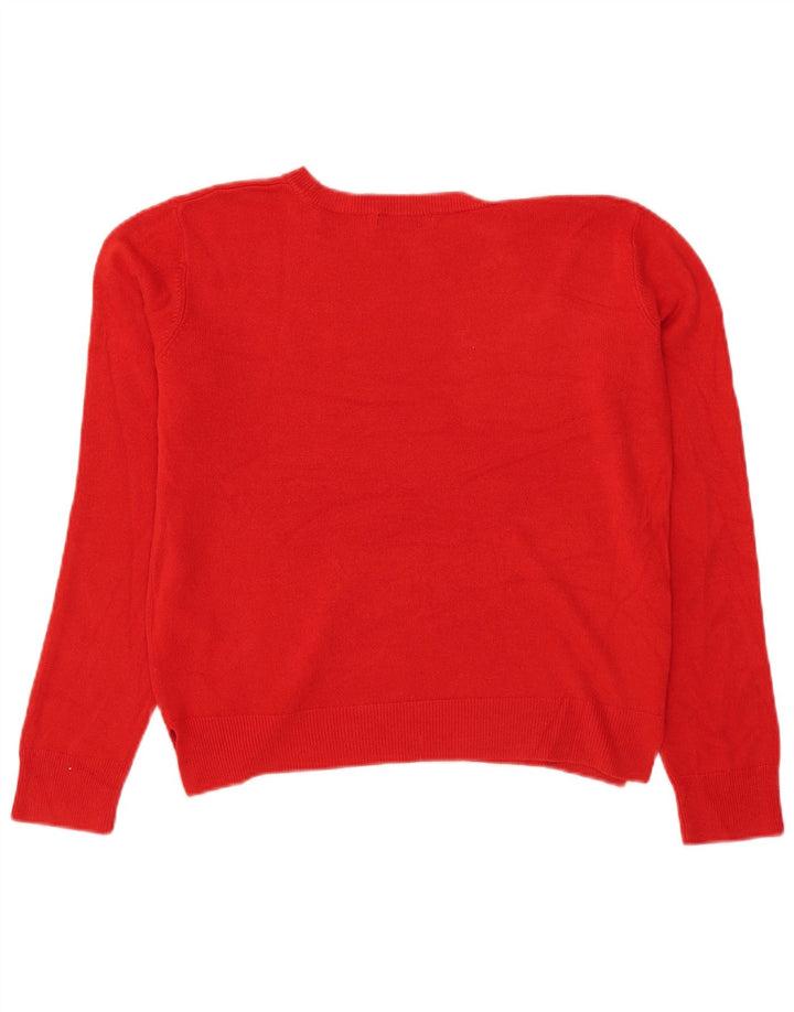 Marks & Spencer Damen Crop Pullover mit Rundhalsausschnitt, UK 12, Mittelrot