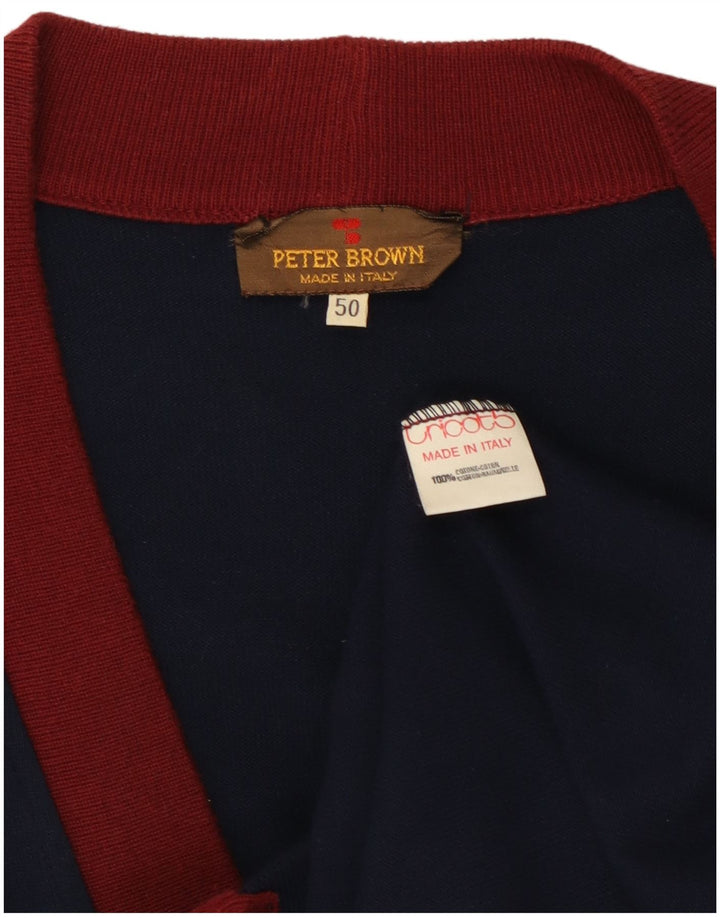 Peter Brown Herren-Cardigan-Pullover IT 50 Mittelmarineblaue Baumwolle