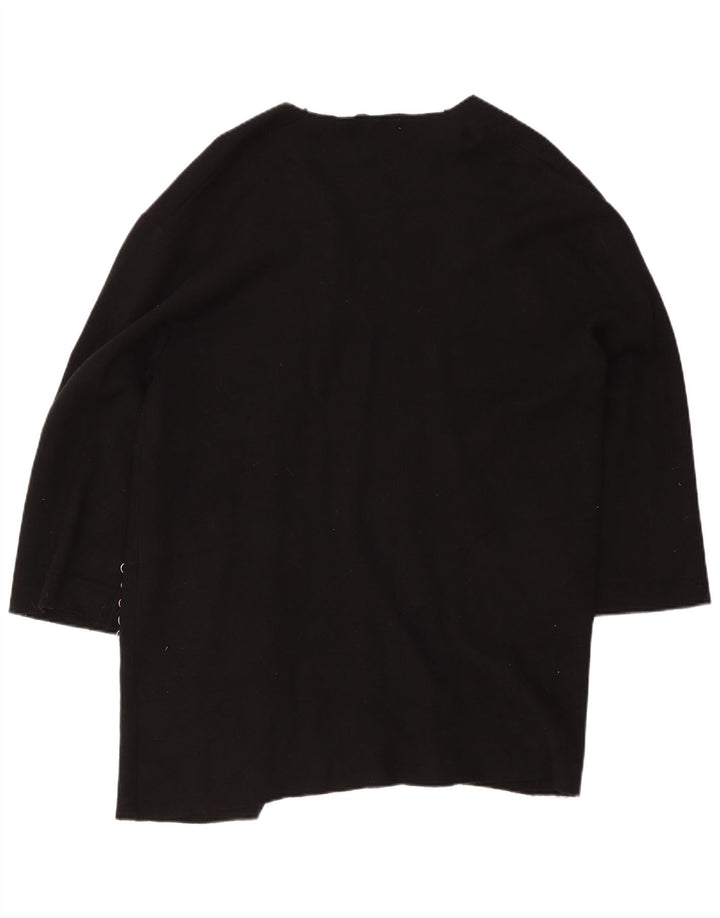 Zara Damen Longline Open Cardigan Pullover UK 16 Large Schwarz