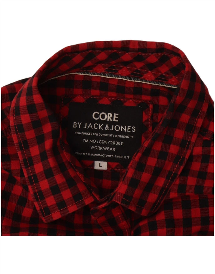 Jack & Jones Herrenhemd, großes rotes Gingham-Karomuster