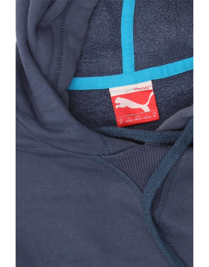 PUMA Mens Graphic Hoodie Jumper Medium Navy Blue Vintage Puma and Second-Hand Puma from Messina Hembry 