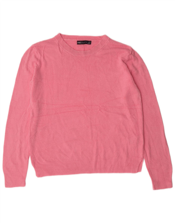 MARKS & SPENCER Damen-Pullover mit U-Boot-Ausschnitt, UK 12, Mittelrosa, Acryl
