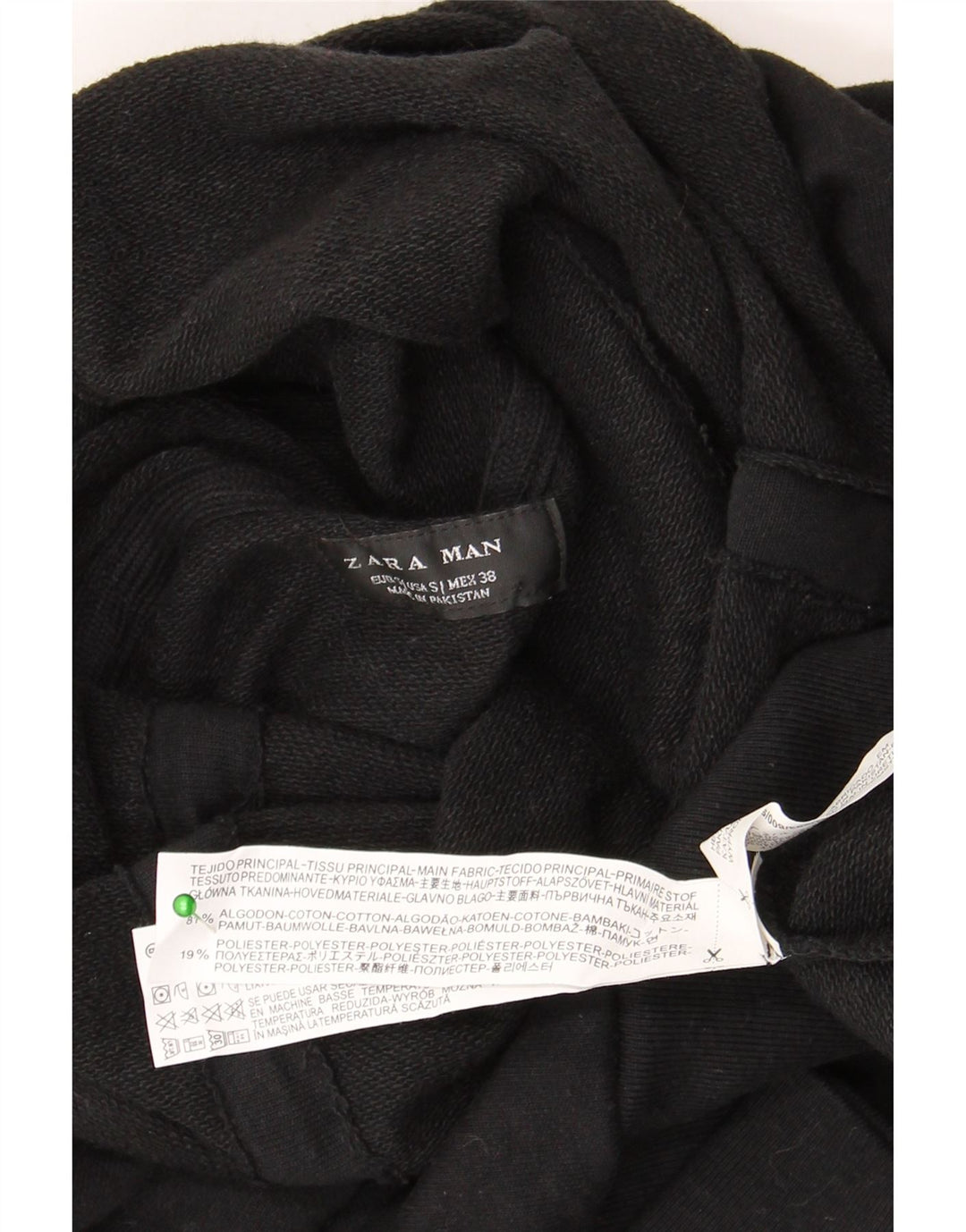 Zara Herren-Sweatshirt mit Rollkragen, Größe S, schwarze Baumwolle