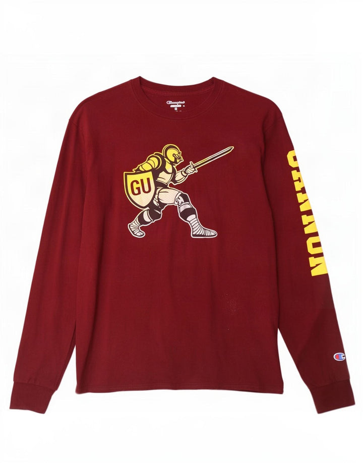 Champion Herren Grafik-Top, langärmelig, klein, Kastanienbraun, Baumwolle