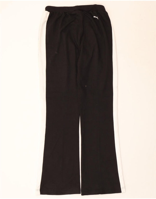 Puma Damen Flare-Trainingshose UK 12 Mittelschwarze Colourblock-Baumwolle