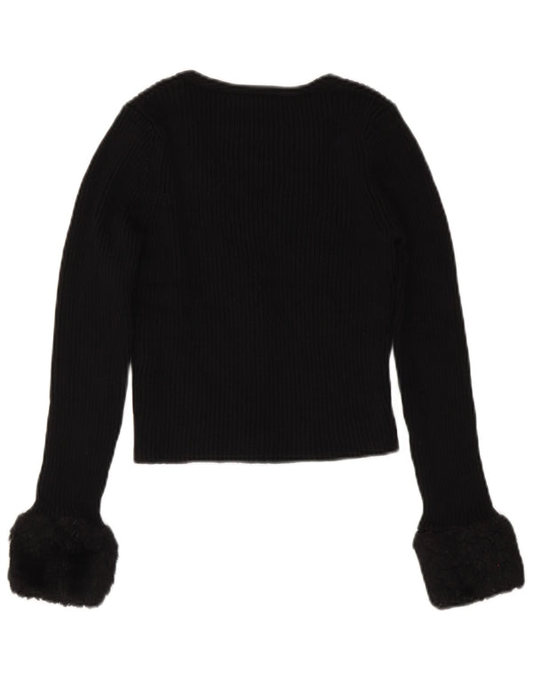 Zara Damen Crop Cardigan Pullover UK 8 Small Schwarze Viskose