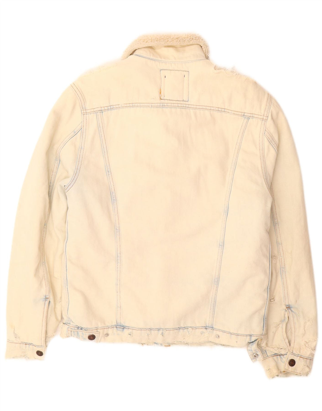 Zara Herren Sherpa Jeansjacke UK 36 Small Beige Baumwolle