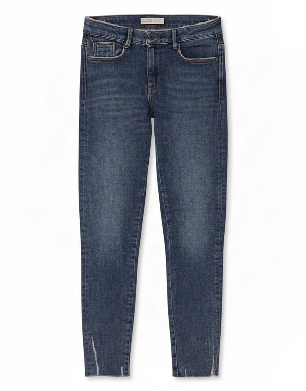 Zara Damen Distressed Skinny Jeans EU 38 Small W28 L26 Blaue Baumwolle