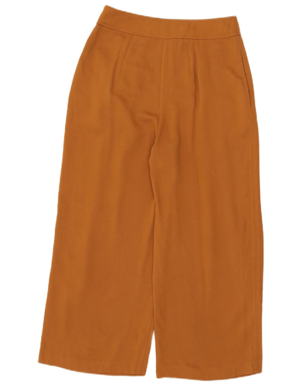 Topshop Womens Wide Leg Cropped Trousers UK 10 Small W28 L24 Brown