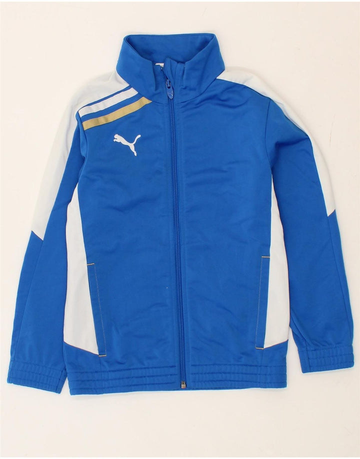 PUMA Boys Tracksuit Top Jacket 7-8 Years Blue Colourblock Polyester Vintage Puma and Second-Hand Puma from Messina Hembry 