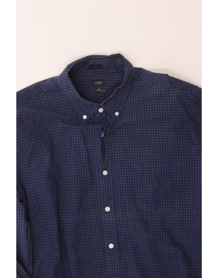 J. CREW Mens Slim Shirt XL Navy Blue Check Cotton Vintage J. Crew and Second-Hand J. Crew from Messina Hembry 