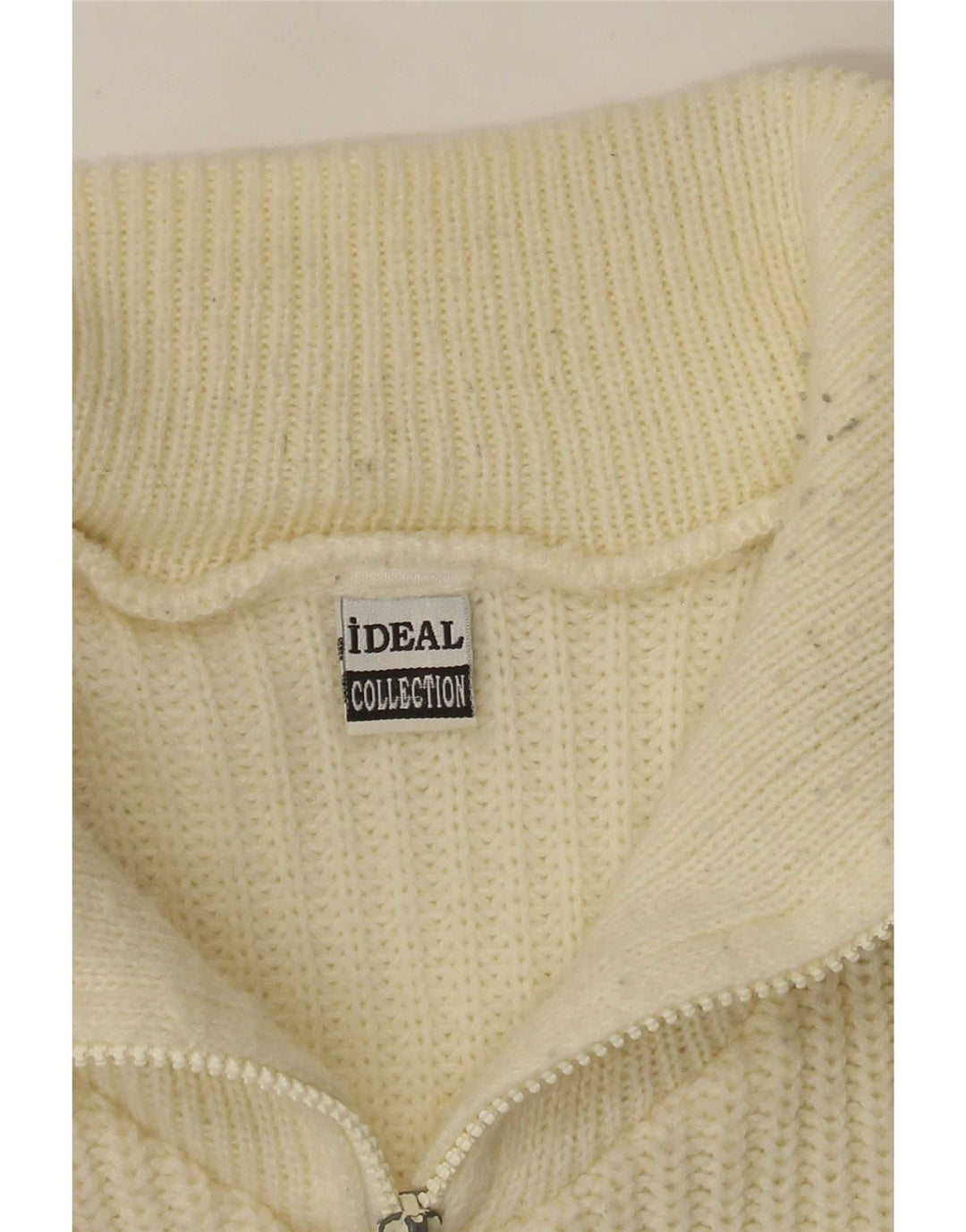 Idealer Herren-Pullover mit Reißverschluss am Hals, groß, gebrochenes Weiß, Farbblock